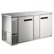 A stainless steel Avantco back bar refrigerator with solid doors.