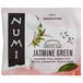 A package of Numi Organic Jasmine Green Tea bags with a flower design.