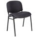 A black Alera Continental Series stacking chair with black fabric seat and black legs.