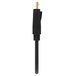 A close up of a black and gold Belkin DisplayPort monitor cable.