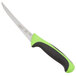 A Mercer Culinary Millennia Colors® curved stiff boning knife with a green handle.