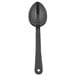 A close-up of a black Thunder Group salad bar spoon with a handle.