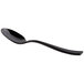 A Bon Chef black stainless steel teaspoon with a curved handle.