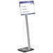 A Durable metal stand with adjustable insert space for a sign.