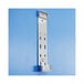 A white metal Durable VARIO wall-mount bracket on a blue wall.