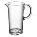 A Libbey clear Tritan plastic pitcher with a handle.