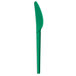 An EcoChoice green CPLA plastic knife with a green handle.
