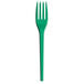 A EcoChoice green CPLA plastic fork with a green handle.