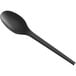A black EcoChoice CPLA plastic spoon with a long handle.