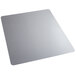 A clear ES Robbins chair mat with a white rectangle and silver metal edges.