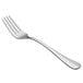 An Oneida Baguette stainless steel dessert fork with a silver handle.