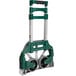 A green and silver Harper hand truck with rubber wheels.