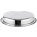 A stainless steel food pan with a lid.