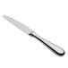 A Oneida Baguette stainless steel dessert knife with a silver handle.