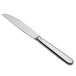 A close-up of a Oneida Baguette 18/10 stainless steel dessert knife with a silver handle.
