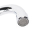 A close-up of an Advance Tabco wall mount faucet with blade handles and a gooseneck spout.