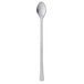 A Fineline silver plastic cocktail spoon with a silver handle on a white background.