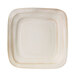 An Elite Global Solutions Della Terra melamine square plate with an off white irregular square with a brown border.