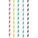 A group of EcoChoice paper straws with multicolored stripes.