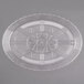 A clear plastic oval catering tray with a pattern on it.