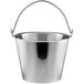 A silver bucket with a handle.