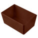 A brown rectangular Tablecraft bowl with straight sides.