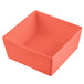 A square orange Tablecraft bowl with straight sides on a white background.