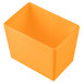 A Tablecraft orange cast aluminum rectangular bowl.