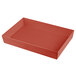 A red rectangular Tablecraft bowl with a white background.