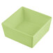 A square green container with a white background.