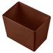 A brown rectangular container with straight sides on a white background.