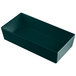 A Tablecraft hunter green cast aluminum rectangular bowl with straight sides on a counter in a salad bar.