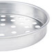 An American Metalcraft standard weight aluminum pizza pan with perforations.