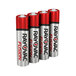 A pack of 4 Rayovac Fusion AAA batteries with red caps.