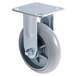 A Lavex fixed plate caster with a steel wheel.