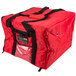 A red Rubbermaid insulated delivery bag with black straps.