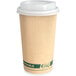 An EcoChoice kraft paper coffee cup with a lid.