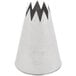 An Ateco silver metal cone with a star shaped design on the end.