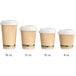 A row of EcoChoice kraft paper hot cups without sleeves.