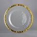 A 10 Strawberry Street glass charger plate with a white background and gold rim.