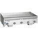 A Vulcan stainless steel liquid propane gas griddle with infrared burners.