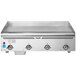 A Vulcan VCCG48-IS stainless steel gas griddle on a counter.