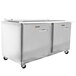 A Traulsen stainless steel refrigerated sandwich prep table with two left hinged doors.