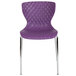 A purple Flash Furniture Lowell stackable chair with chrome legs.