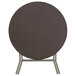 A Flash Furniture round brown plastic folding table with a metal frame.