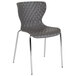 A gray Flash Furniture plastic chair with metal legs.