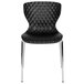 A black Flash Furniture plastic chair with chrome legs.