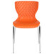 An orange Flash Furniture plastic chair with chrome legs.