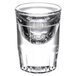 A close up of a Libbey fluted shot glass with a small rim.