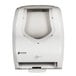 A white San Jamar Hybrid Summit hands-free paper towel dispenser with a clear cover.
